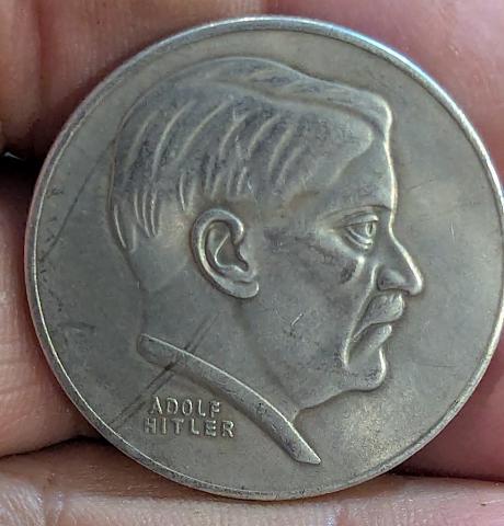 WW2 German Nazi Thirs Reich NSDAP 1938 Adolf Hitler commemorative large coin