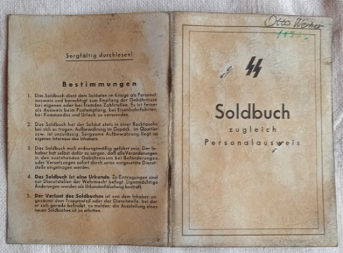 WW2 German Nazi WAFFEN SS DAS REICH FUHRER SOLDBUCH ID stamped