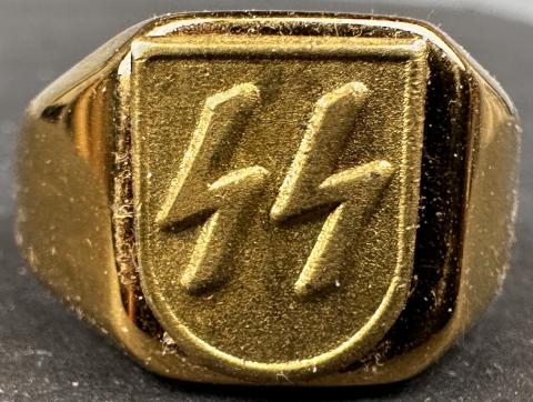 WW2 German Nazi WAFFEN SS officer gold golden ring SS runes SS_TV wiking LSSAH