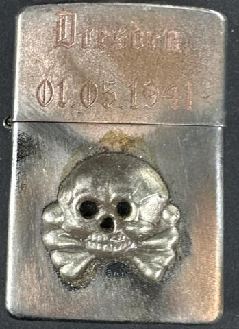 WW2 German Nazi WAFFEN SS PANZER DRESDEN bombing rzm zippo lighter totenkopf