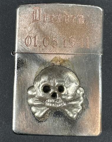 WW2 German Nazi WAFFEN SS PANZER DRESDEN bombing commemorative zippo lighter totenkopf