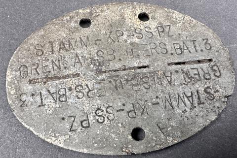 WW2 German Nazi WAFFEN SS PANZER GRENADIER division battalion 3 relic found dog tag dogtag