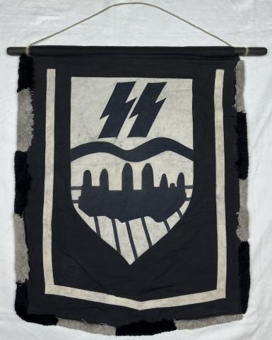 WAFFEN SS banner flag pole original genuine for sale wiking panzer totenkopf das reich