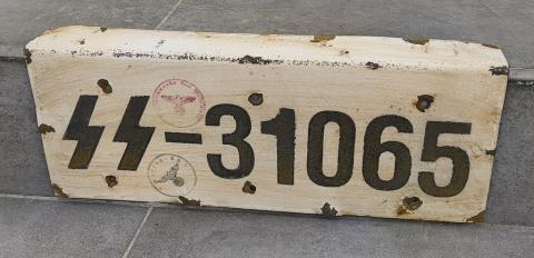 WW2 German Nazi Waffen SS original combat vehicule licence plates with stamps