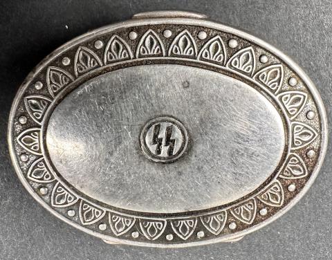 WW2 German Nazi WAFFEN SS small silverware case with SS runes maker marked