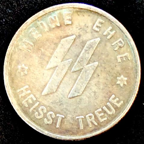 WW2 German Nazi WAFFEN SS SS-Kampft Weiter 1 Schilling large COIN early SS panzer totenkopf