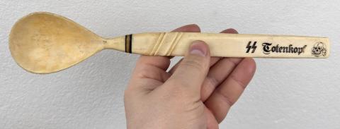 WW2 German Nazi WAFFEN SS TOTENKOPF officer wedding gift large fork and spoon in case with Reich Eagle