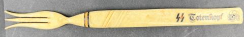 WW2 German Nazi WAFFEN SS TOTENKOPF officer wedding gift large fork and spoon in case with Reich Eagle