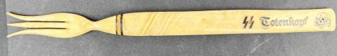 WW2 German Nazi WAFFEN SS TOTENKOPF officer wedding gift large fork and spoon in case with Reich Eagle