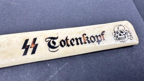 WW2 German Nazi WAFFEN SS TOTENKOPF officer wedding gift large fork and spoon in case with Reich Eagle