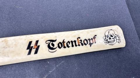 WW2 German Nazi WAFFEN SS TOTENKOPF officer wedding gift large fork and spoon in case with Reich Eagle