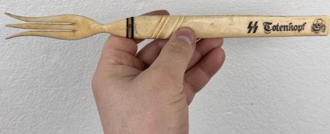 WW2 German Nazi WAFFEN SS TOTENKOPF officer wedding gift large fork and spoon in case with Reich Eagle