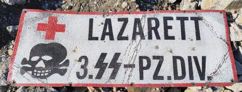 WW2 German Nazi WAFFEN SS TOTENKOPF PANZER DIVISION lazarett hospital large metal sign