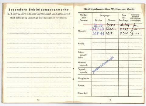 original WAFFEN SS TOTENKOPF PANZER DIVISION NCO SOLDBUCH ID stamped