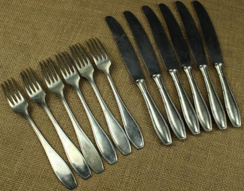 WW2 German Nazi WAFFEN SS TOTENKOPF skull SS officer silverware set case fork knife