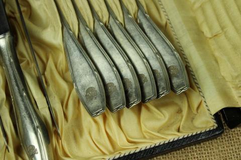 WW2 German Nazi WAFFEN SS TOTENKOPF skull SS officer silverware set case fork knife