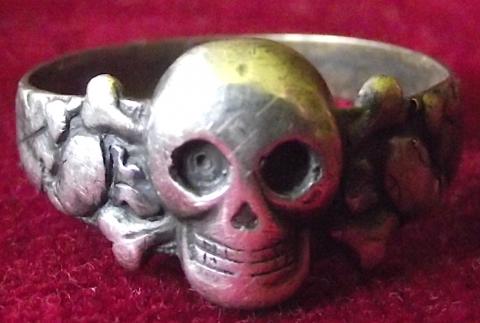 WW2 German Nazi WAFFEN SS TOTENKOPF skull MARKED silver SS ring