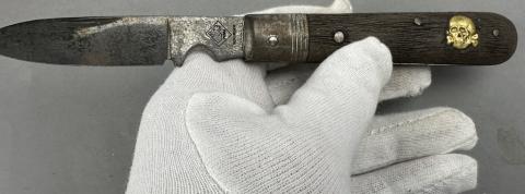 WW2 German Nazi Waffen SS Totenkopf skull pocket knife by puma solingen rzm field gear
