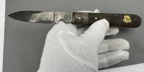 WW2 German Nazi Waffen SS Totenkopf skull pocket knife by puma solingen rzm field gear