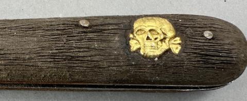 WW2 German Nazi Waffen SS Totenkopf skull pocket knife by puma solingen rzm field gear