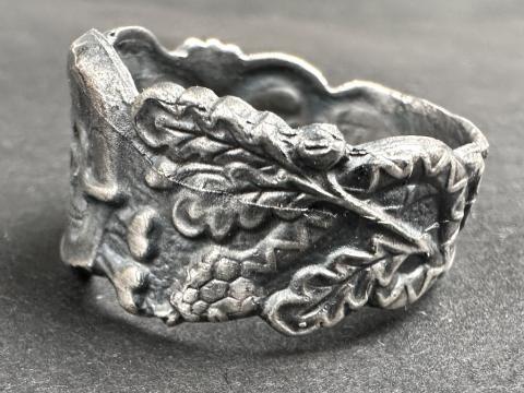 WW2 German Nazi WAFFEN SS TOTENKOPF skull ring officer oakloeaf original for sale genuine