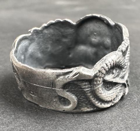 WW2 German Nazi WAFFEN SS TOTENKOPF skull ring officer oakloeaf original for sale genuine