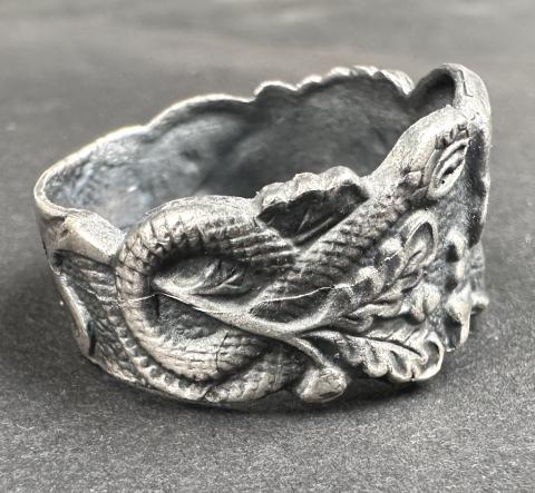 WW2 German Nazi WAFFEN SS TOTENKOPF skull ring officer oakloeaf original for sale genuine