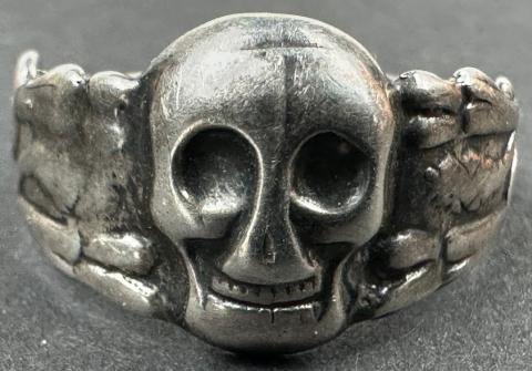 WW2 German Nazi WAFFEN SS TOTENKOPF skull silver ring in honour case himmler genuine