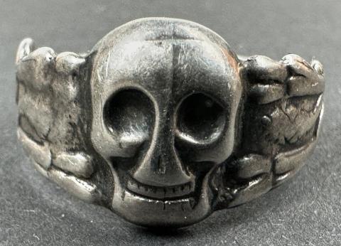 WW2 German Nazi WAFFEN SS TOTENKOPF skull silver ring in honour case himmler genuine