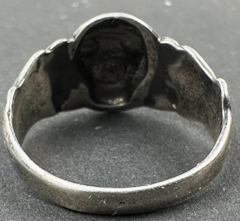 WW2 German Nazi WAFFEN SS TOTENKOPF skull silver ring in honour case himmler genuine