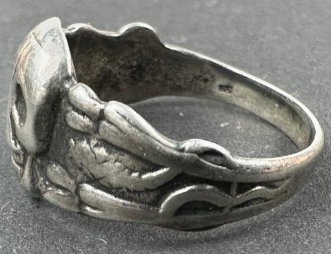 WW2 German Nazi WAFFEN SS TOTENKOPF skull silver ring in honour case himmler genuine