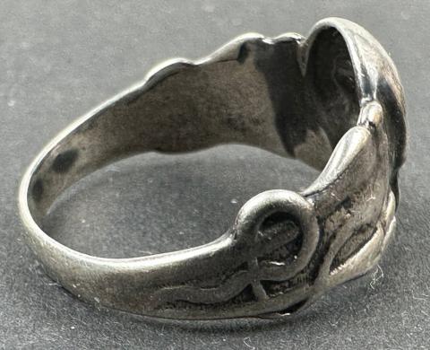 WW2 German Nazi WAFFEN SS TOTENKOPF skull silver ring in honour case himmler genuine