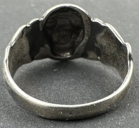 WW2 German Nazi WAFFEN SS TOTENKOPF skull silver ring in honour case himmler genuine
