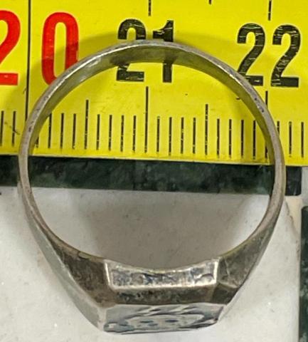 WW2 German Nazi WAFFEN SS TOTENKOPF skull silver ring original genuine