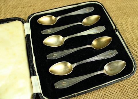 original Waffen SS silverware german WMF case skull totenkopf panzer tk