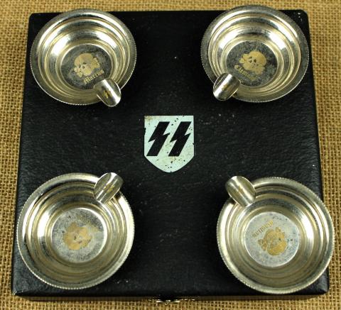 WW2 German Nazi WAFFEN SS TOTENKOPF unique set ashray SS original silverware WW2 German Nazi WAFFEN SS TOTENKOPF unique set ashray SS original silverware