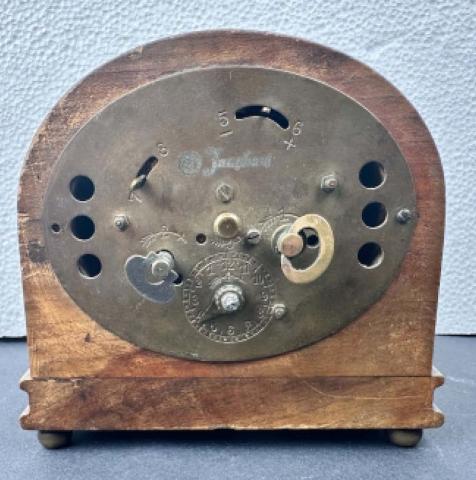 WW2 GERMAN NAZI WAFFEN SS TOTENKOPF WOODEN DESKTOP CLOCK WITH SS RUNES DAGGER MOTTO AND SS EAGLE