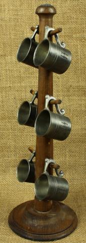 WW2 German Nazi Waffen SS wooden tray silverware cups Totenkopf