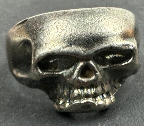 WW2 German Nazy rare WAFFEN SS totenkopf silver ring skull marked