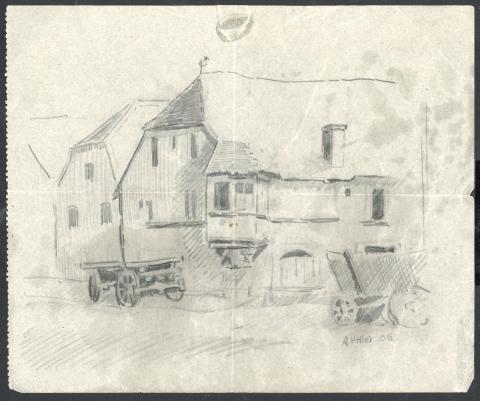ADOLF HITLER early 1906 one of it's FIRST artwork hand made original drawing with AH signature UNIQUE!
