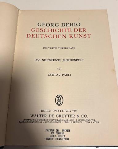 Adolf Hitler PERSONAL LIBRARY in BERGHOF stamped book AH Fuhrer belongings