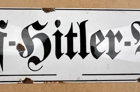 ADOLF HITLER Straße metal street plaza ENAMEL sign Fuhrer Third Reich NSDAP