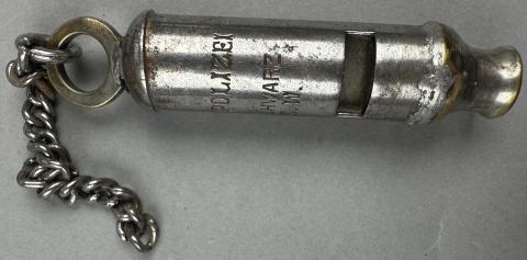WAFFEN SS Gestapo Polizei Police whistle in etui named Deutsch Berlin with iron cross