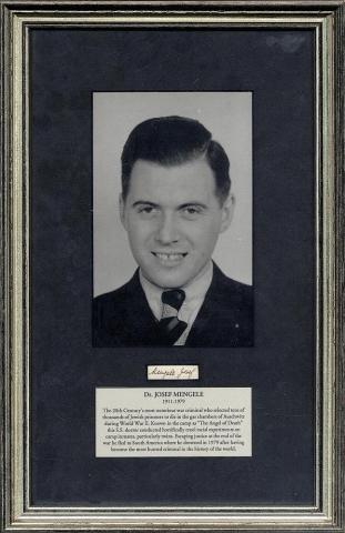 AUSCHWITZ DOCTOR Waffen SS DOCTOR JOSEF MENGELE AUTOGRAPH hand made signature photo in frame with COA