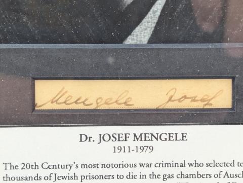 AUSCHWITZ DOCTOR Waffen SS DOCTOR JOSEF MENGELE AUTOGRAPH hand made signature photo in frame with COA