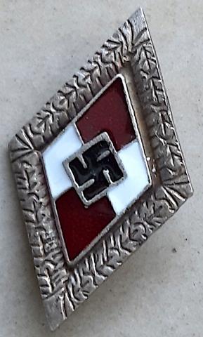 WW2 German Nazi HITLER YOUTH HJ silver diamond pin badge HITLERJUGEND