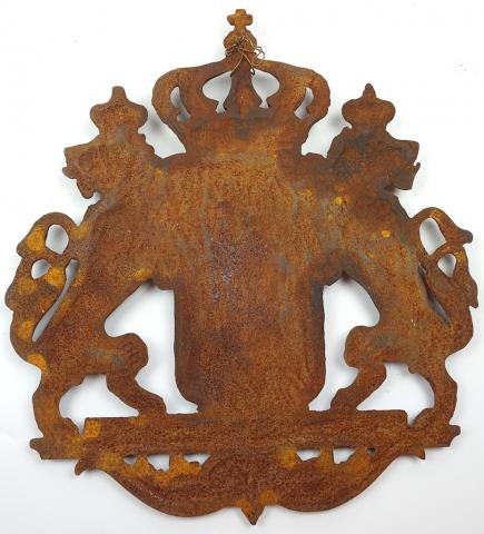 CASTLE OLD COAT OF ARMS NOBLY LIONS CROWN BAVARIA GERMANY ANTIQUE metal