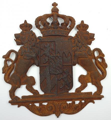 CASTLE OLD COAT OF ARMS NOBLY LIONS CROWN BAVARIA GERMANY ANTIQUE metal