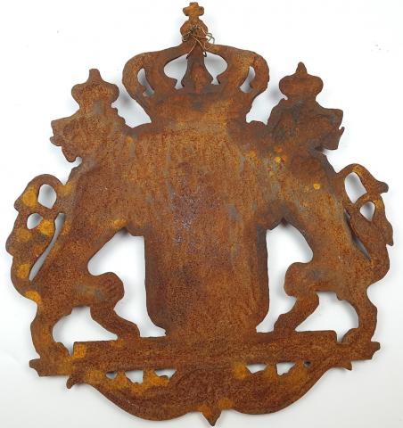 CASTLE OLD COAT OF ARMS NOBLY LIONS CROWN BAVARIA GERMANY ANTIQUE metal