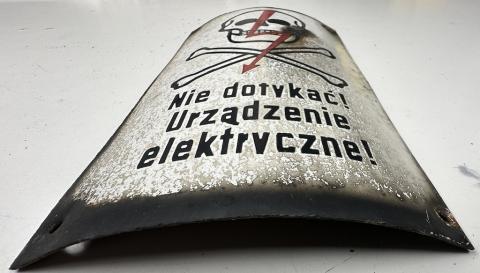 Concentration camp AUSCHWITZ BIRKENAU fences achtung minen skull metal sign